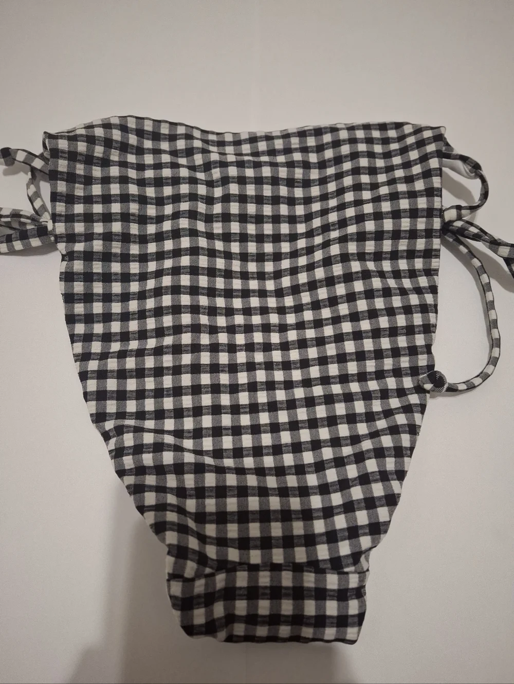 Andie Swim Gingham The String Bikini Bottom Black White Plaid Size L NWT